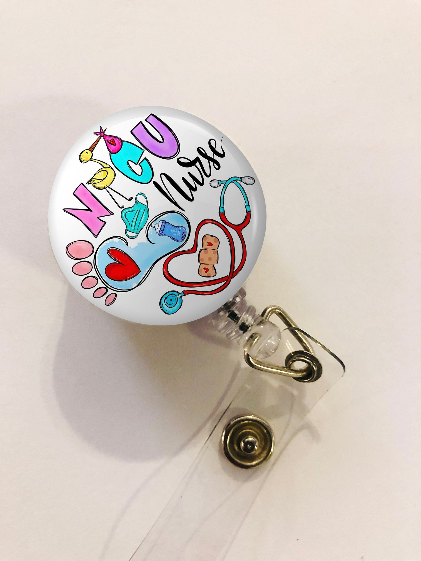 Nicu Nurse Badge Reel - Neonatal Icu RN Badge Reel - ID Retractable badge, ID Badge Reel - Neonatal Icu Nurse Gift