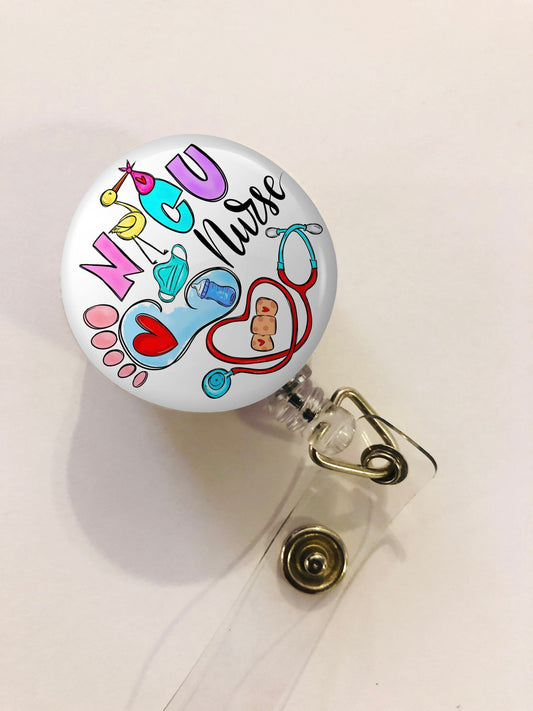 Nicu Nurse Badge Reel - Neonatal Icu RN Badge Reel - ID Retractable badge, ID Badge Reel - Neonatal Icu Nurse Gift