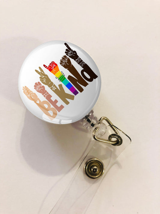 Be Kind Rainbow Badge Reel - Be Kind ID Badge Reel - ID Retractable badge, ID Badge Reel