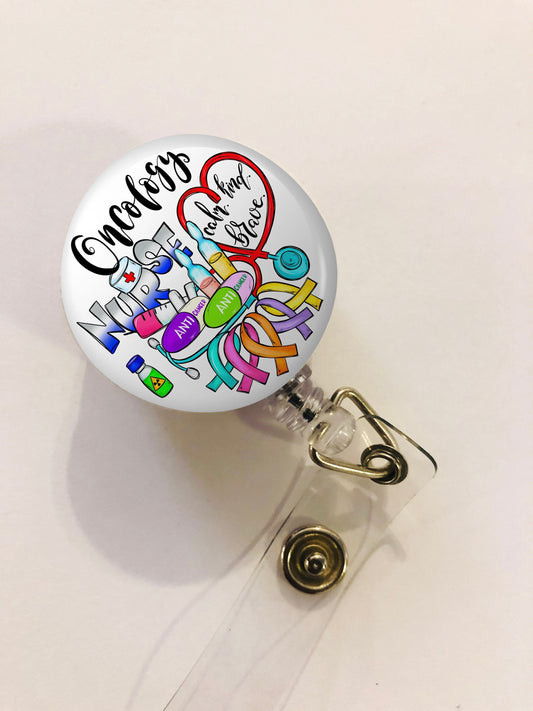 Oncology Nurse  Badge Reel - Oncology Rn ID Badge Reel - ID Retractable badge, ID Badge Reel - Oncology Nurse Gift