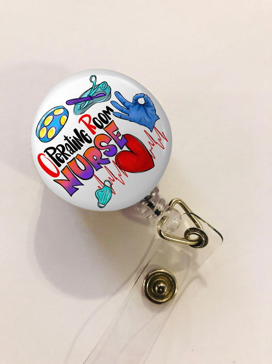 Operating Room Nurse  Badge Reel - Scrubs Nurse ID Badge Reel - Or Nurse - ID Retractable badge, ID Badge Reel - Or Nurse Gift