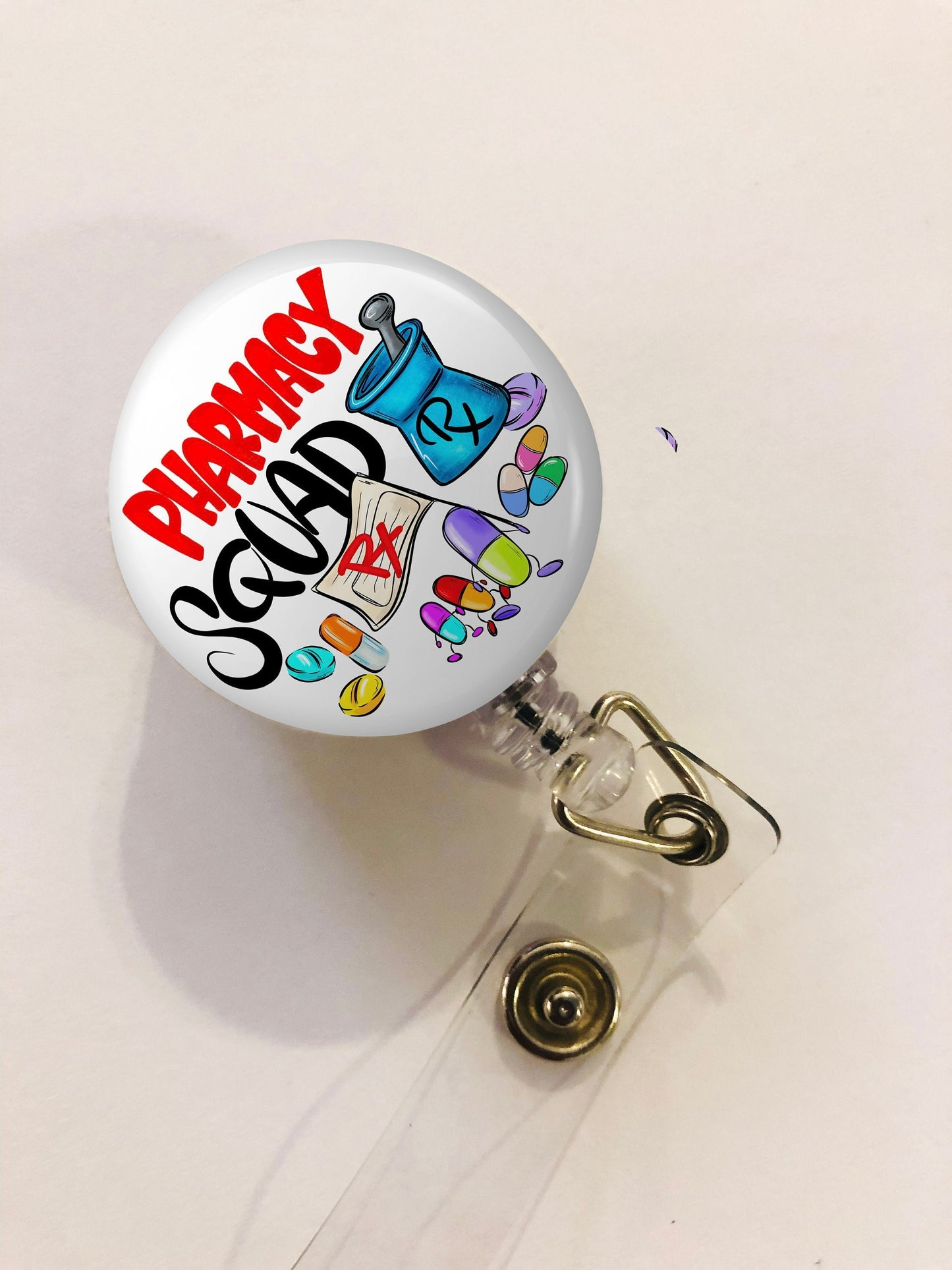 Pharmacy Squad Badge Reel - Pharmacist ID Badge Reel - Or Nurse - ID Retractable badge, ID Badge Reel - Pharmacist Gift - Pharmacy Gift