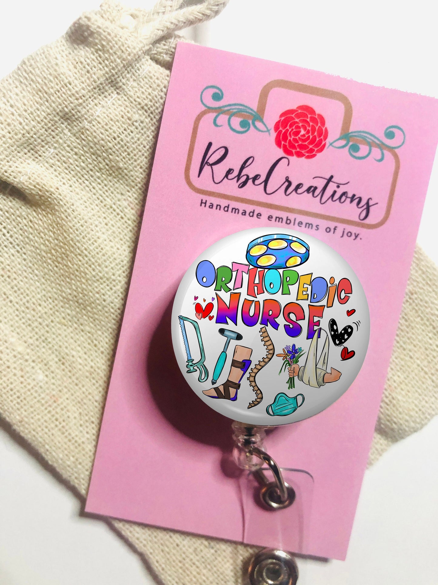 Orthopedic Nurse  Badge Reel - Ortho Nurse ID Badge Reel - Or Nurse - ID Retractable badge, ID Badge Reel - Orthopedic Nurse Gift