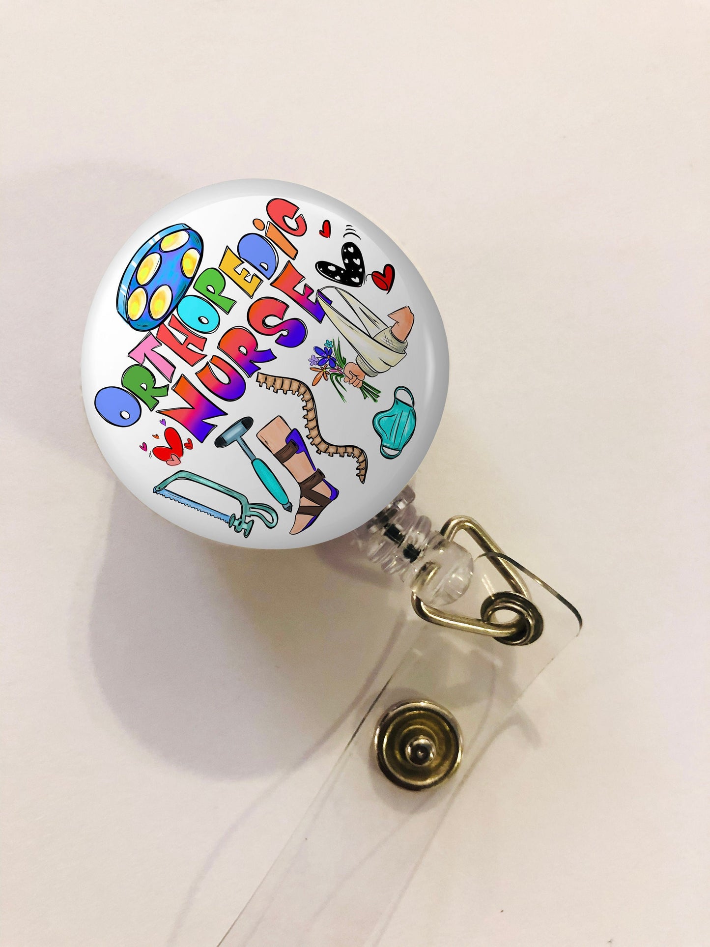 Orthopedic Nurse  Badge Reel - Ortho Nurse ID Badge Reel - Or Nurse - ID Retractable badge, ID Badge Reel - Orthopedic Nurse Gift