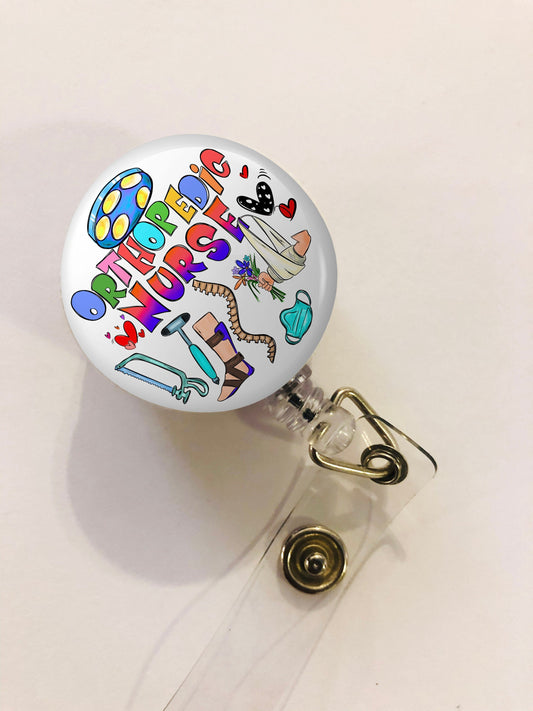 Orthopedic Nurse  Badge Reel - Ortho Nurse ID Badge Reel - Or Nurse - ID Retractable badge, ID Badge Reel - Orthopedic Nurse Gift