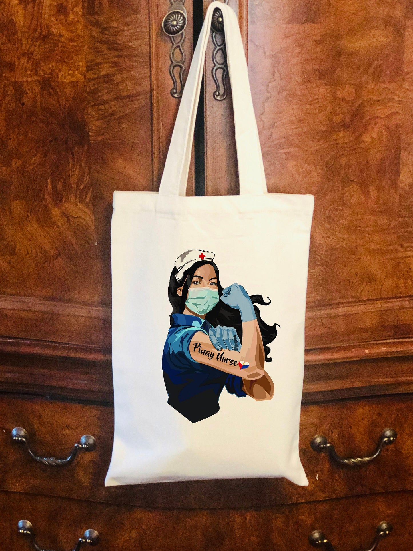 Pinay Nurse Canvas Tote Bag - Filipino Nurse Canvas Bag - Strong Pinay Nurse Canvas Bag - Filipina Nurse - Philippines RN - Philippines Gift