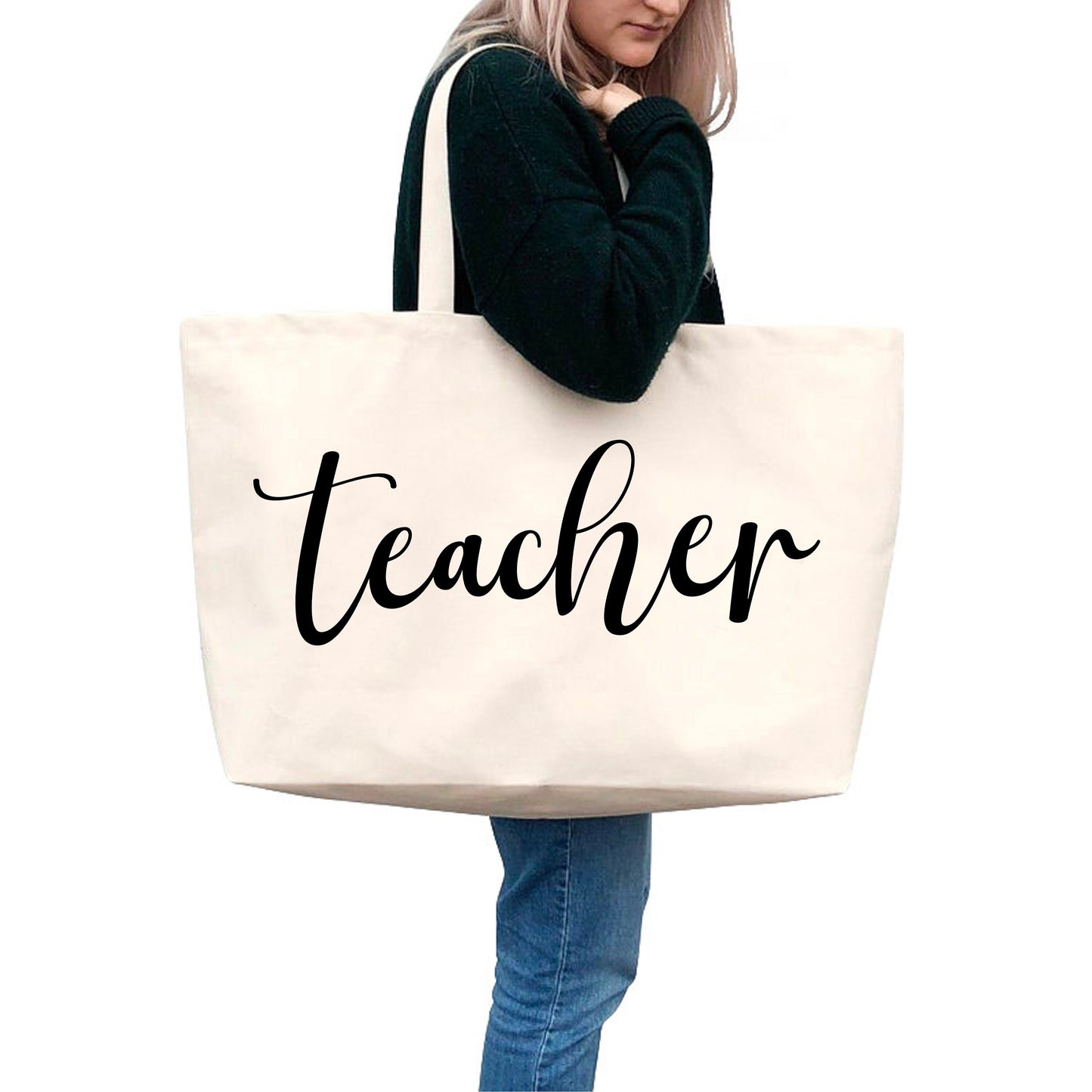 Teacher Mega Tote Bag - Teacher Canvas Tote Bag - Teacher Tote Bag - Teacher Gift