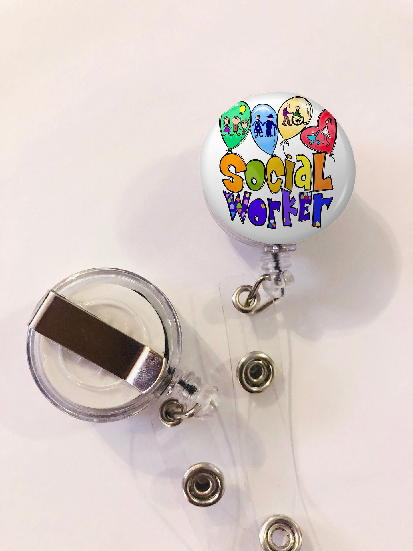 Social Worker Badge Reel - Social Worker ID Badge Reel - ID Retractable badge, ID Badge Reel - Social Worker Gift
