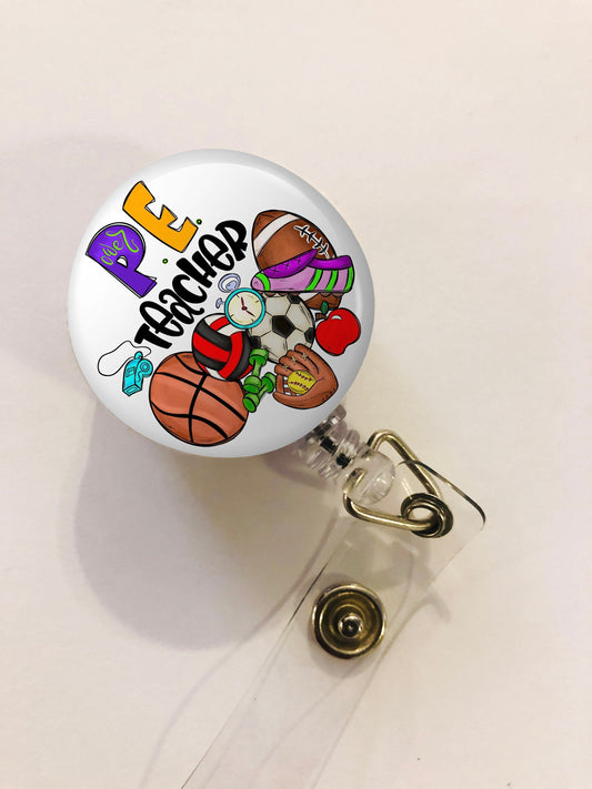 Physical Education Teacher Badge Reel - Pe Teacher ID Badge Reel - ID Retractable badge, ID Badge Reel - Teacher Gift - Pe Teacher Gift