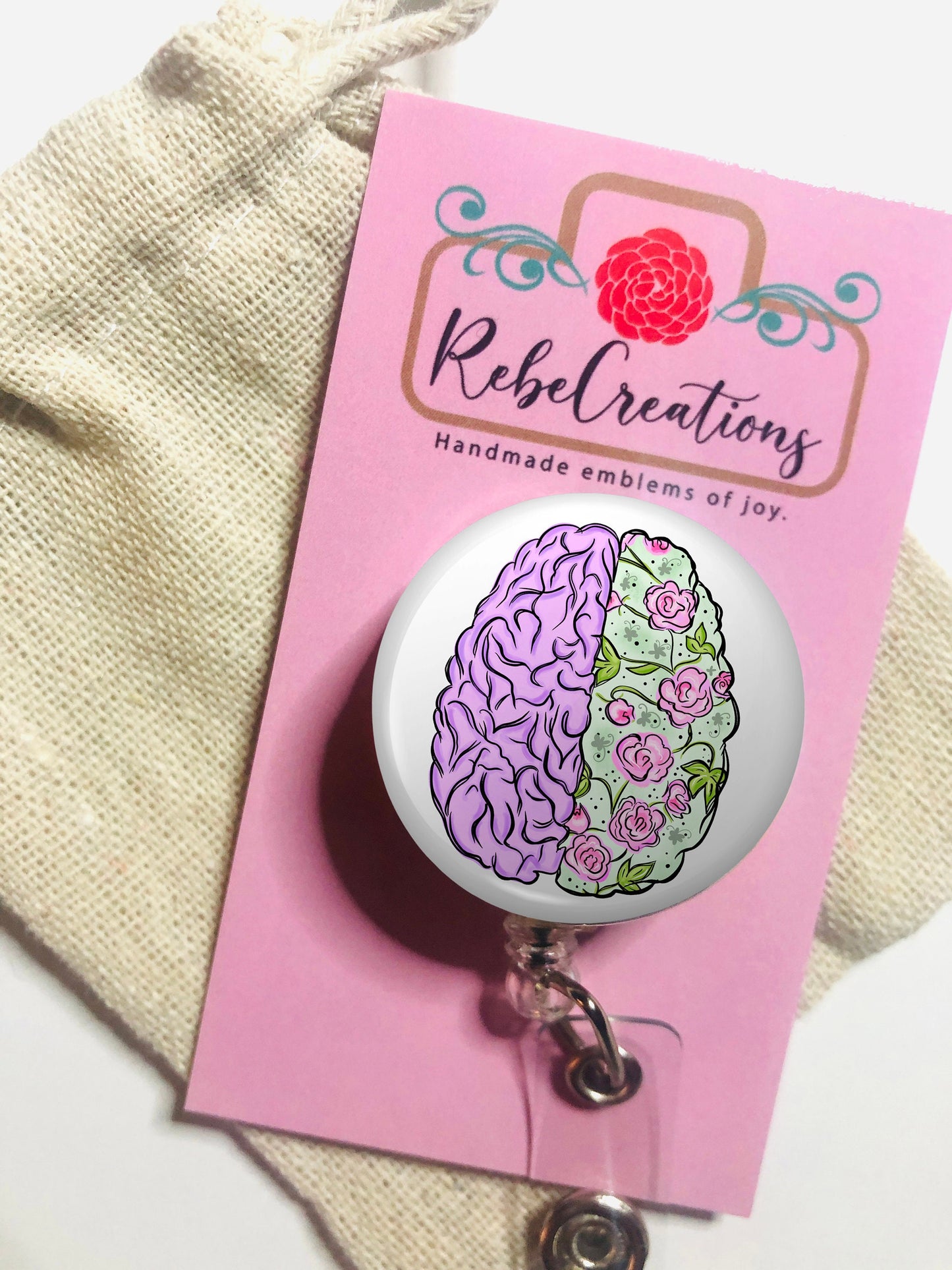Brain Badge Reel - Nurse ID Badge Reel - Neuro Nurse- Neuro Rn - ID Retractable badge - ID Badge Reel - Nurse Gift