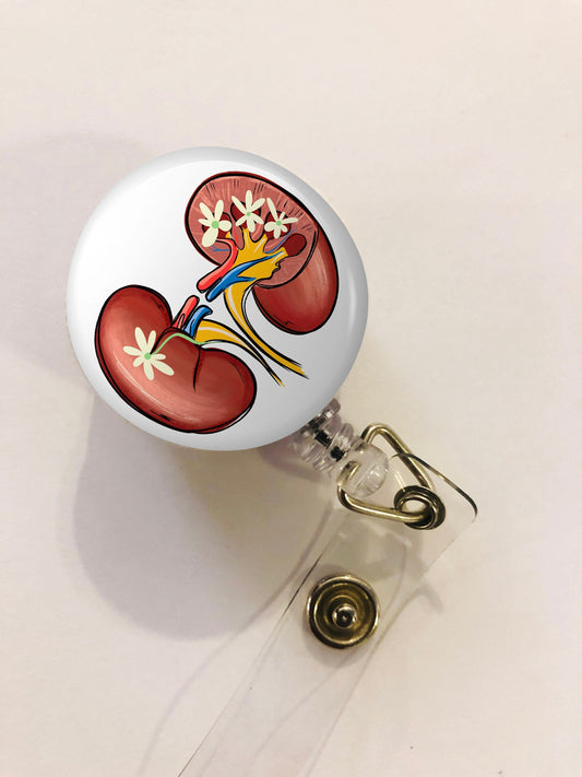 Kidney Badge Reel - Nurse ID Badge Reel - Renal Nurse- Kidney Rn - ID Retractable badge - ID Badge Reel - Renal Nurse Gift
