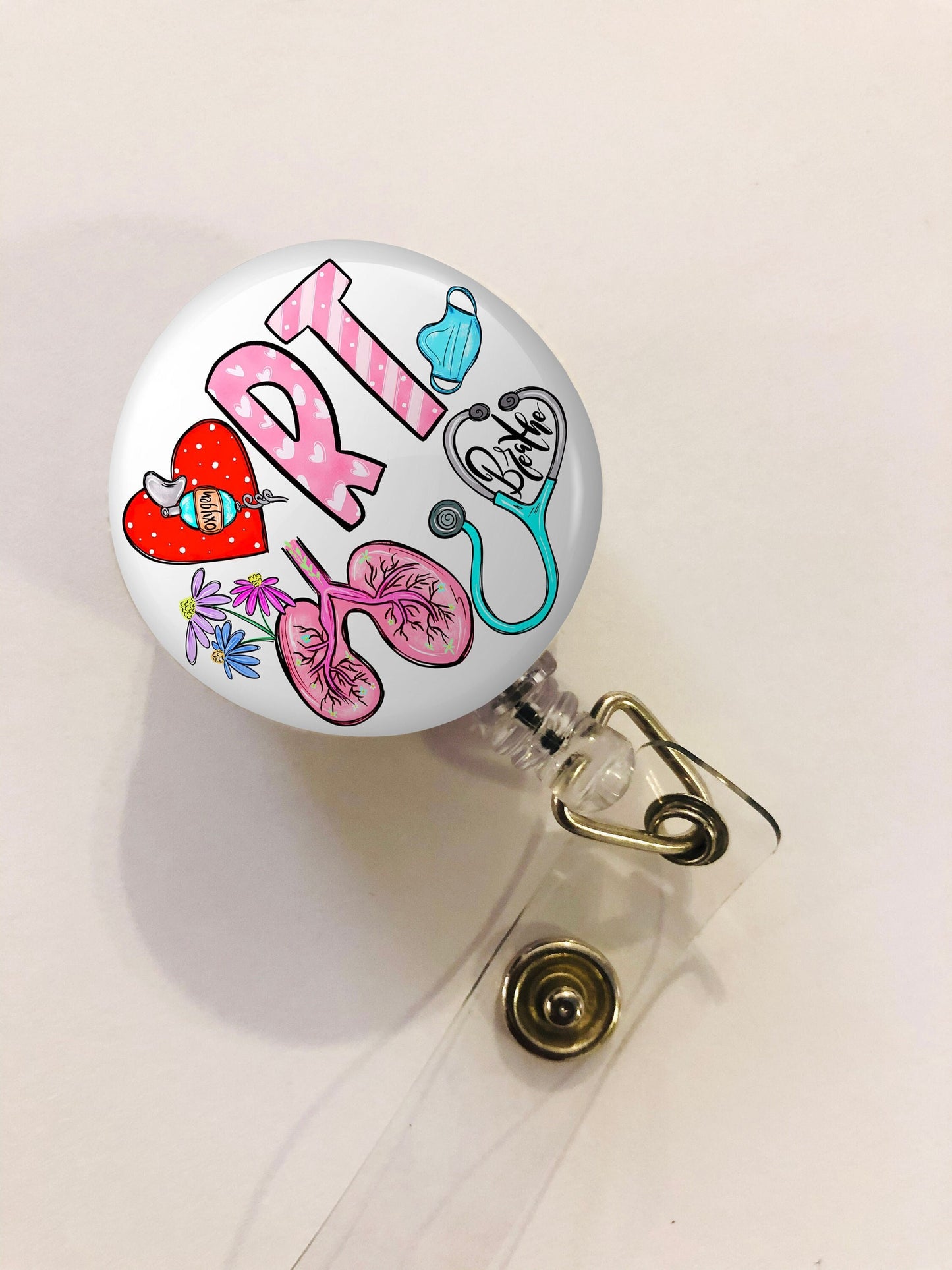 Respiratory Therapist Badge Reel - RT Badge Reel - ID Retractable badge, ID Badge Reel - Rt  Gift