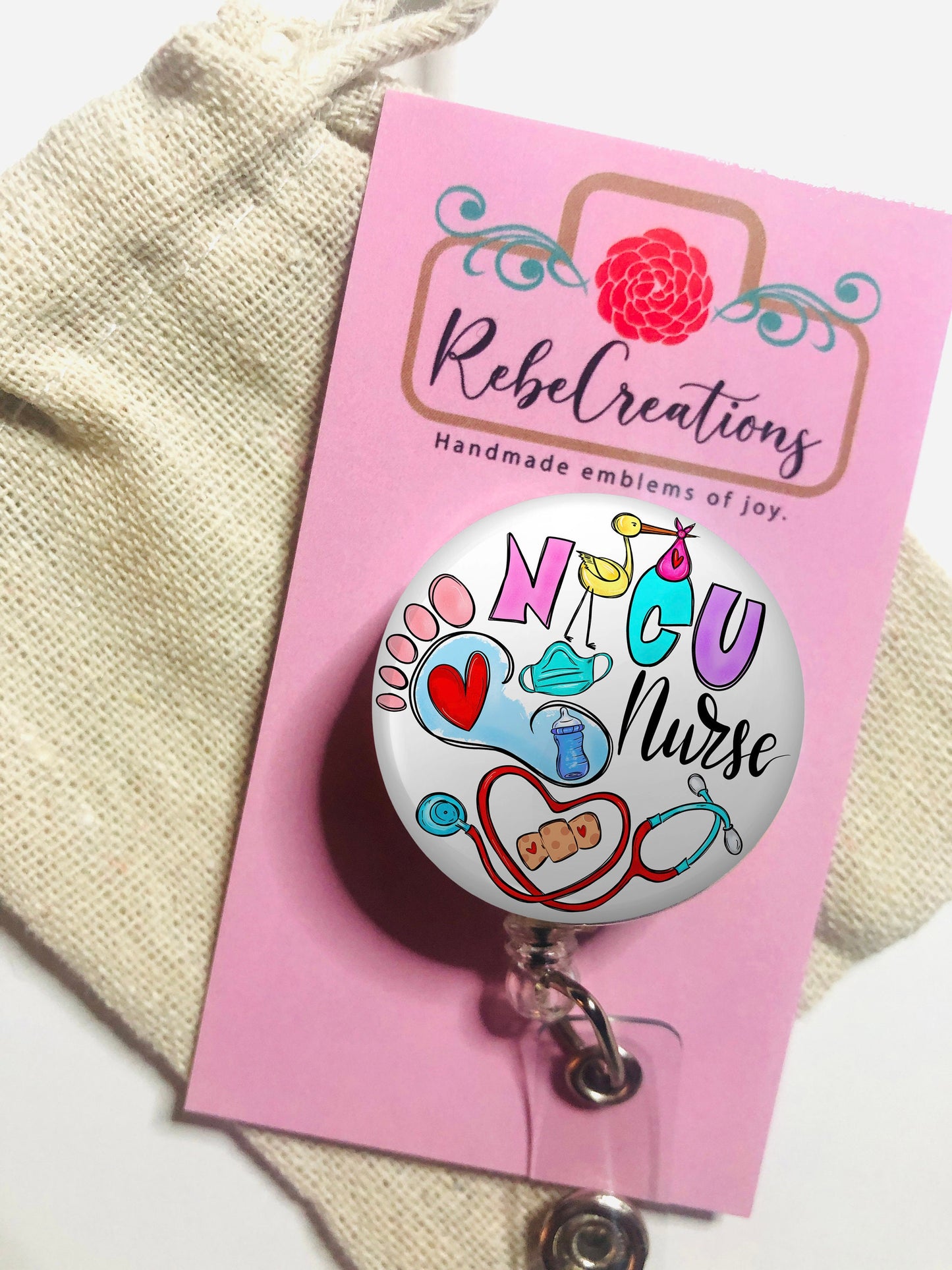 Nicu Nurse Badge Reel - Neonatal Icu RN Badge Reel - ID Retractable badge, ID Badge Reel - Neonatal Icu Nurse Gift