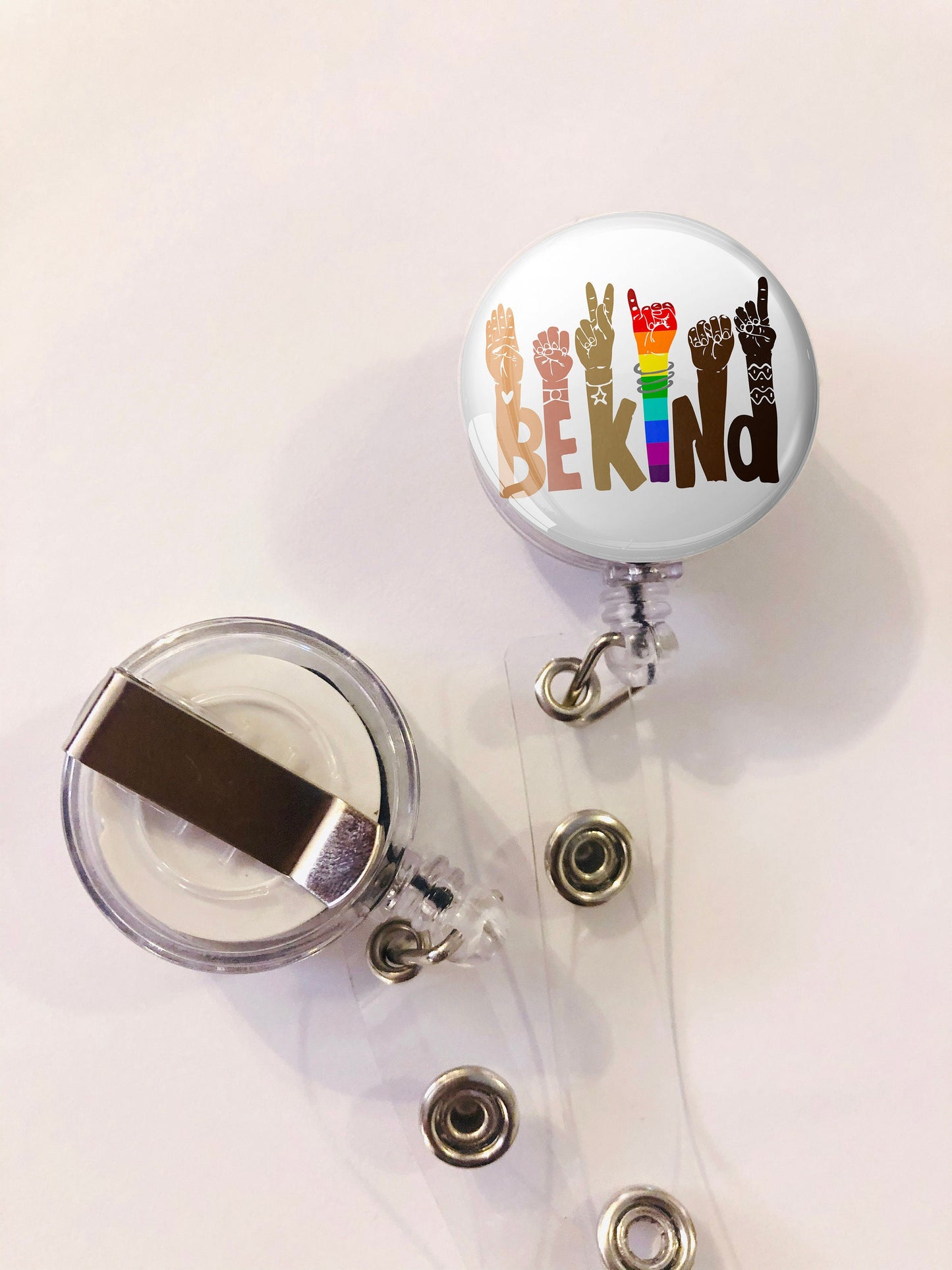 Be Kind Rainbow Badge Reel - Be Kind ID Badge Reel - ID Retractable badge, ID Badge Reel
