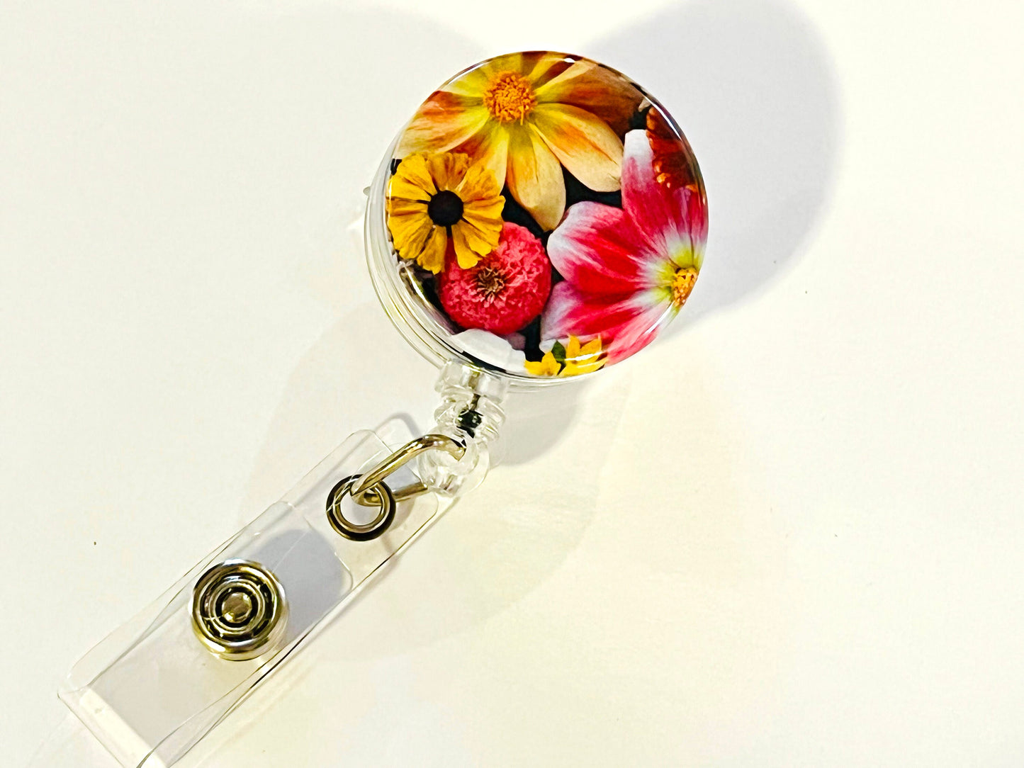 Flower Badge Reels - Flower ID Badge - ID Badge Lanyards - Floral Badge Reels - Retractable Badge Holder - ID Badge Reel