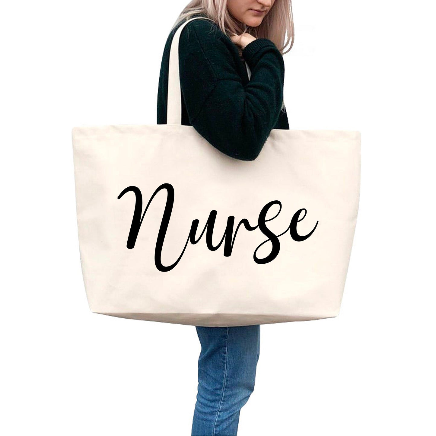 Nurse Mega Tote Bag - Nurse Canvas Tote Bag - RN Tote Bag - Nurse Gift - RN Gift
