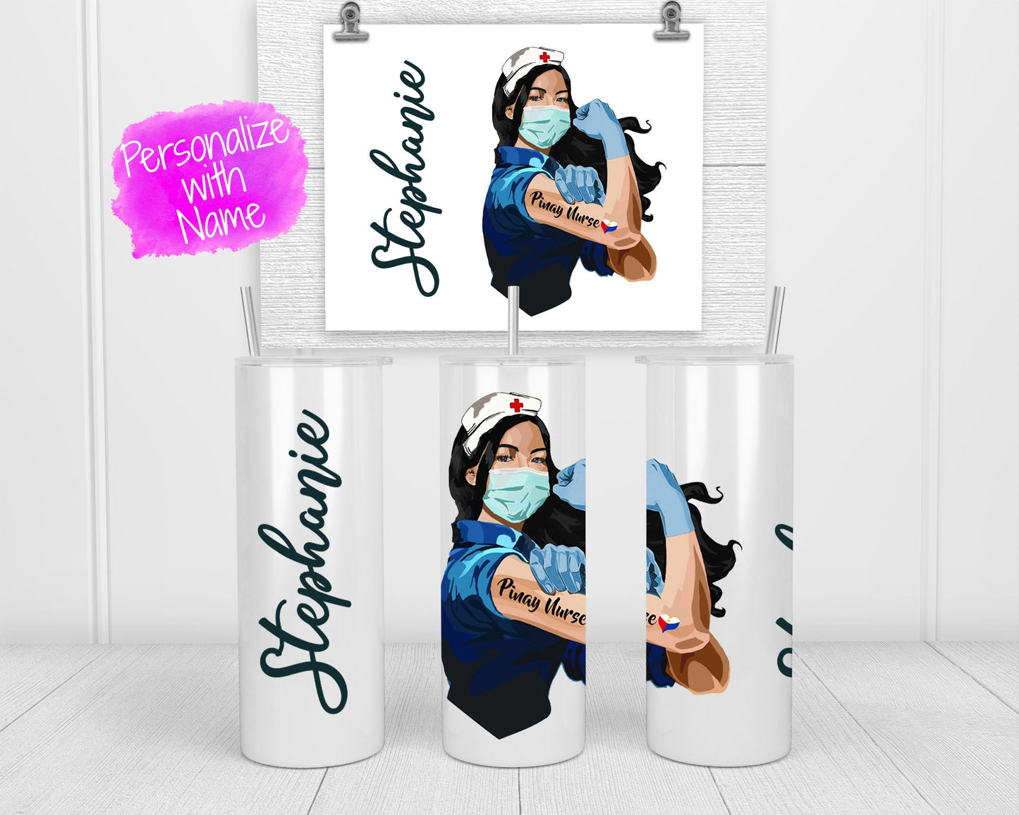 Filipino Nurse Skinny Tumbler - Pinay Nurse Skinny Tumbler - Filipino Nurse - Pinay RN Gift - Nurse Gift - Nurse Appreciation
