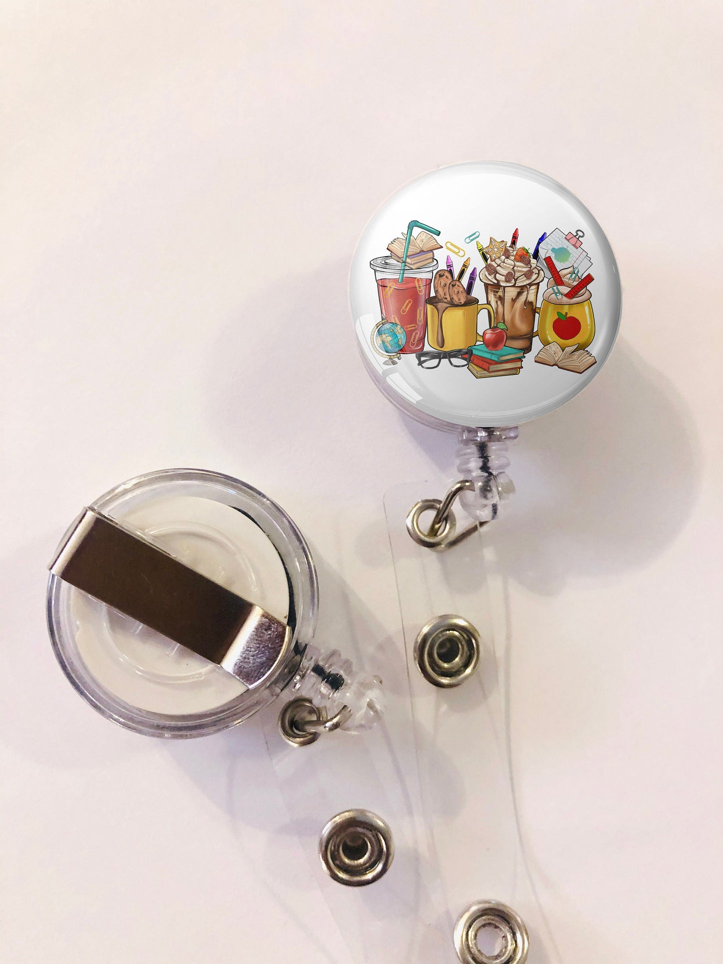 School Teacher Reel - School Teacher ID Badge Reel - ID Retractable badge, ID Badge Reel - School Teacher Gift - Teacher's Appreciation Gift