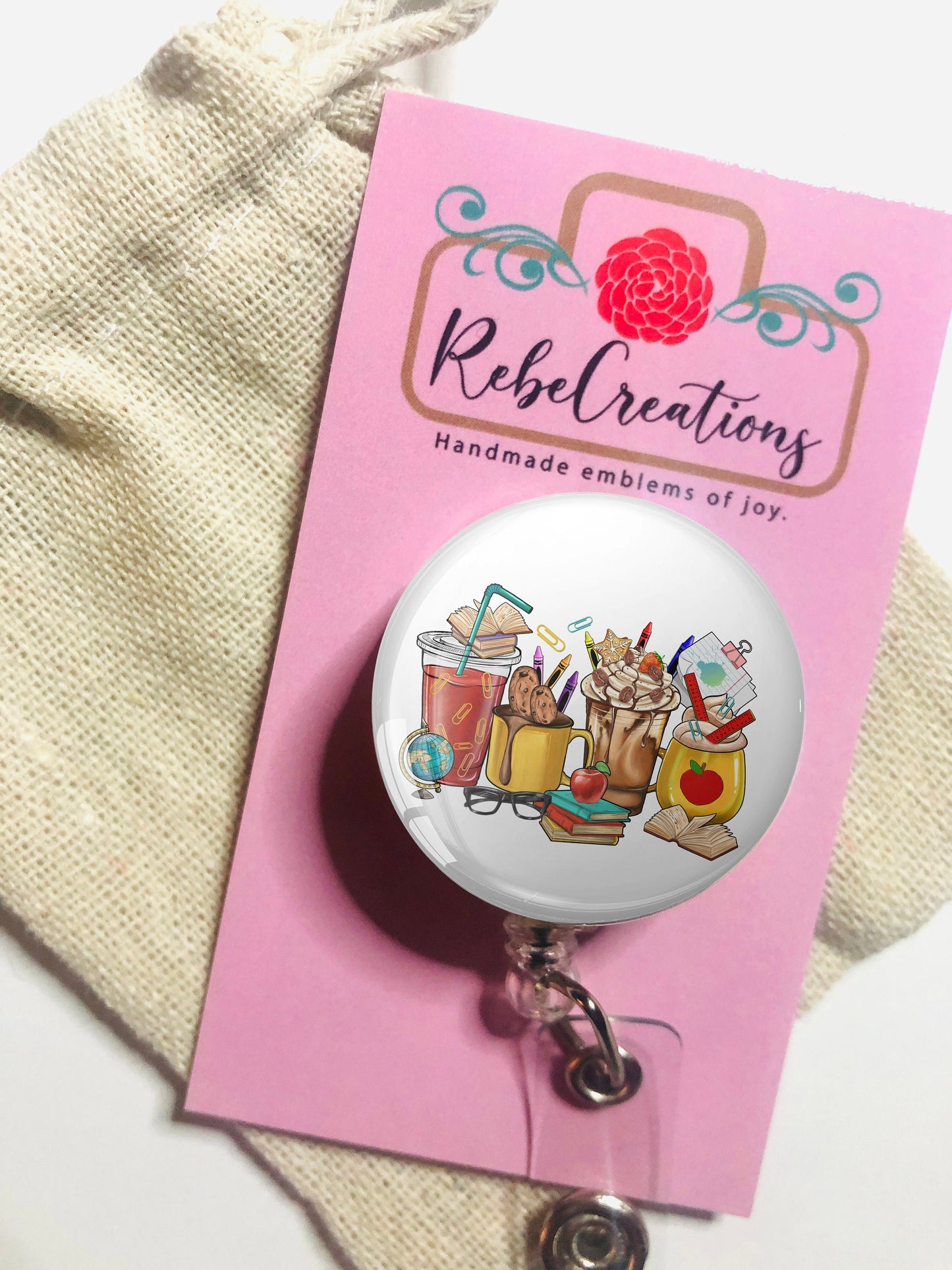 School Teacher Reel - School Teacher ID Badge Reel - ID Retractable badge, ID Badge Reel - School Teacher Gift - Teacher's Appreciation Gift