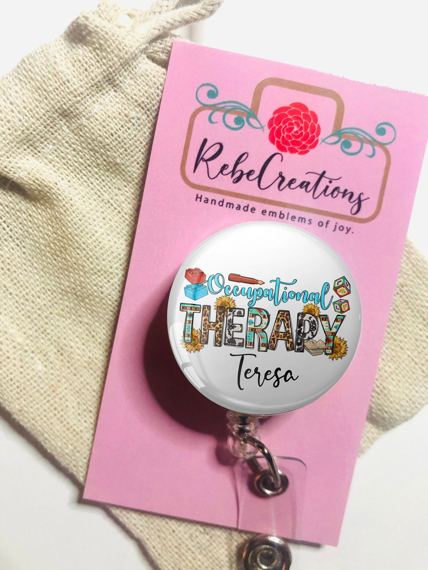 Personalized Occupational Therapy Badge Reel - ID Retractable badge, ID Badge Reel - Occupational Therapist - Occupational Therapy Assistant