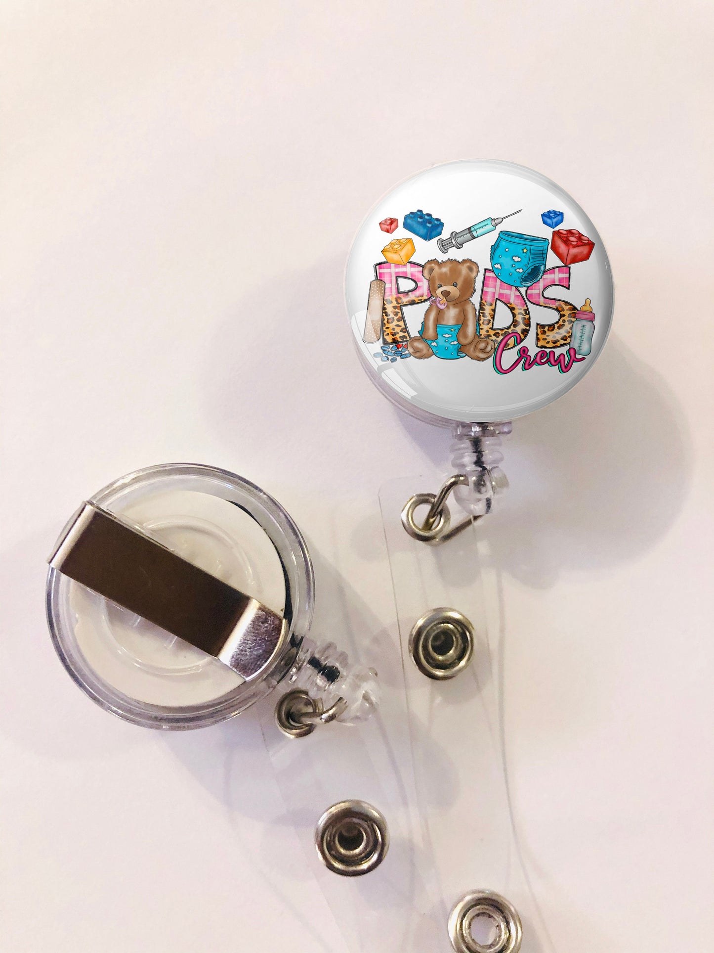 Peds Crew Badge Reel - Pediatrics Badge Reel - ID Retractable badge, ID Badge Reel - Pediatrics RN Gift - Peds Gift - Pediatrician