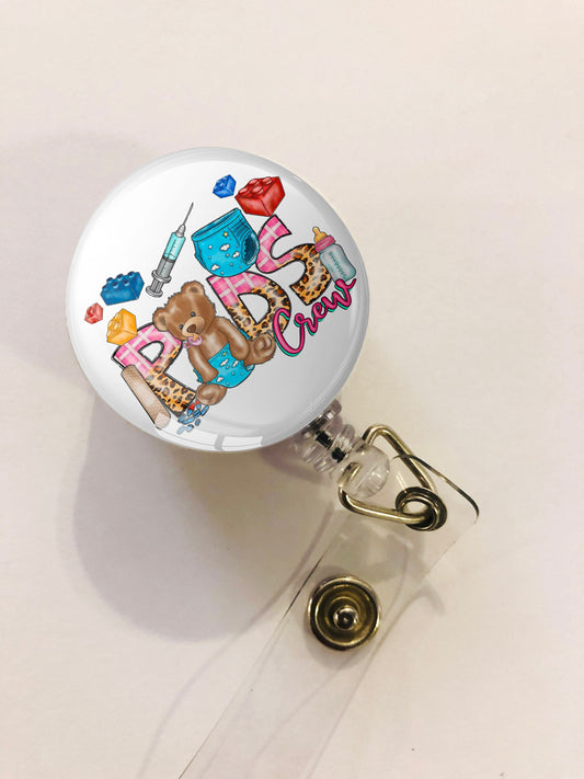 Peds Crew Badge Reel - Pediatrics Badge Reel - ID Retractable badge, ID Badge Reel - Pediatrics RN Gift - Peds Gift - Pediatrician