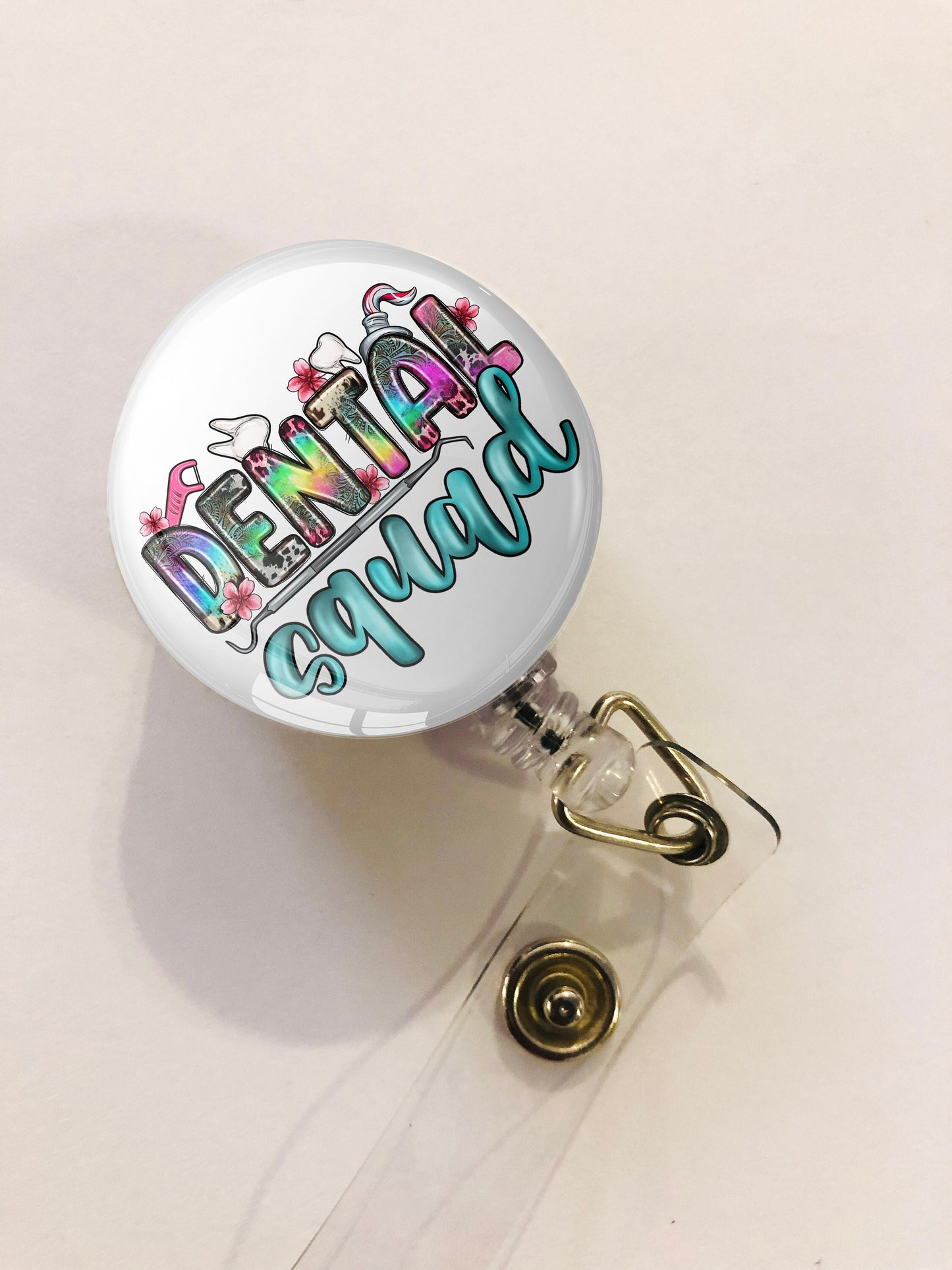 Dental Squad Badge Reel - Dental ID Badge Reel - ID Retractable badge, ID Badge Reel - Dental Assistant - Dentist Gift