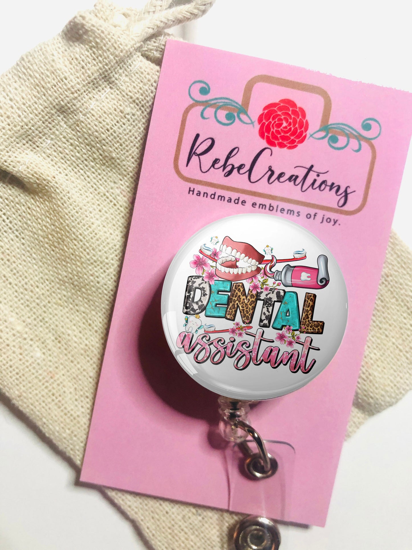 Dental Assistant Badge Reel - Dental Assistant ID Badge Reel - ID Retractable badge, ID Badge Reel - Dental Assistant Gift