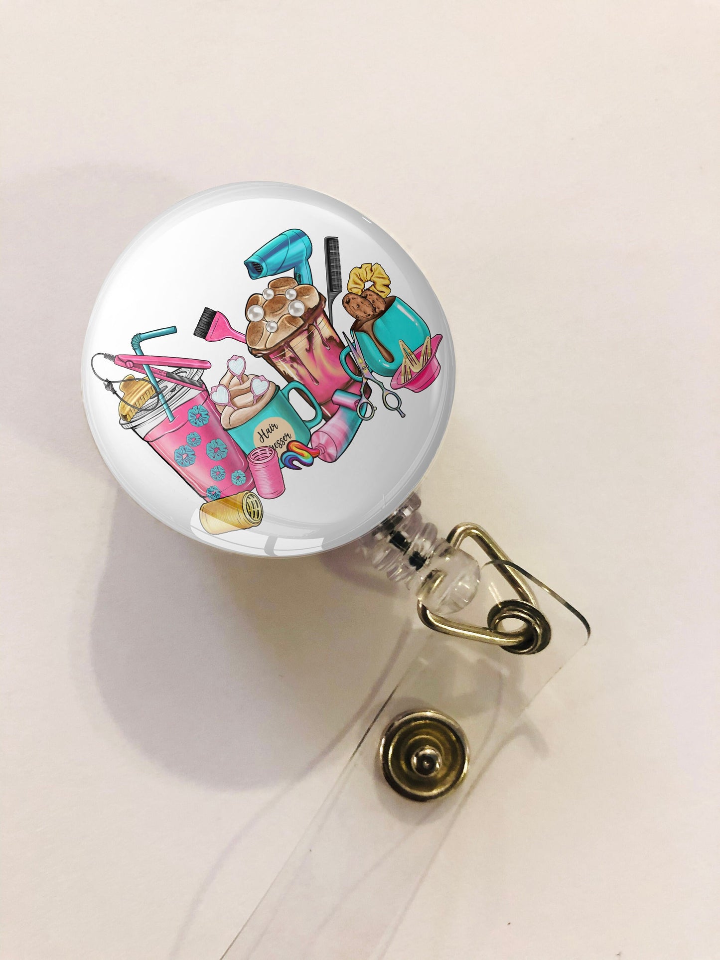 Hair Dresser Badge Reel - Hair Stylist ID Badge Reel - ID Retractable badge, ID Badge Reel - Hair Stylist Gift - Hair Dresser Gift