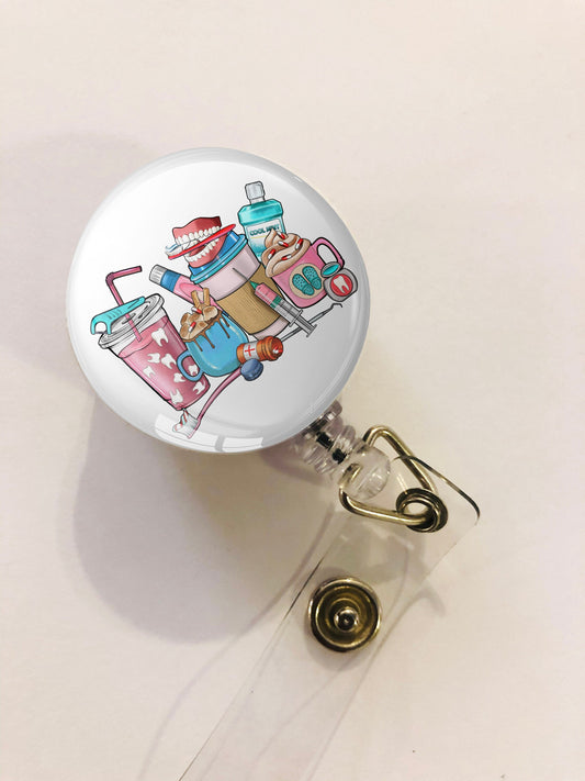 Dentist Badge Reel - Dental Assistant ID Badge Reel - ID Retractable badge, ID Badge Reel - Dentist Gift - Dental Technician