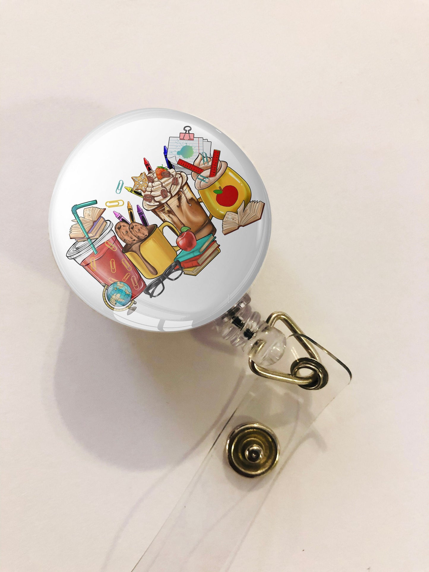 School Teacher Reel - School Teacher ID Badge Reel - ID Retractable badge, ID Badge Reel - School Teacher Gift - Teacher's Appreciation Gift