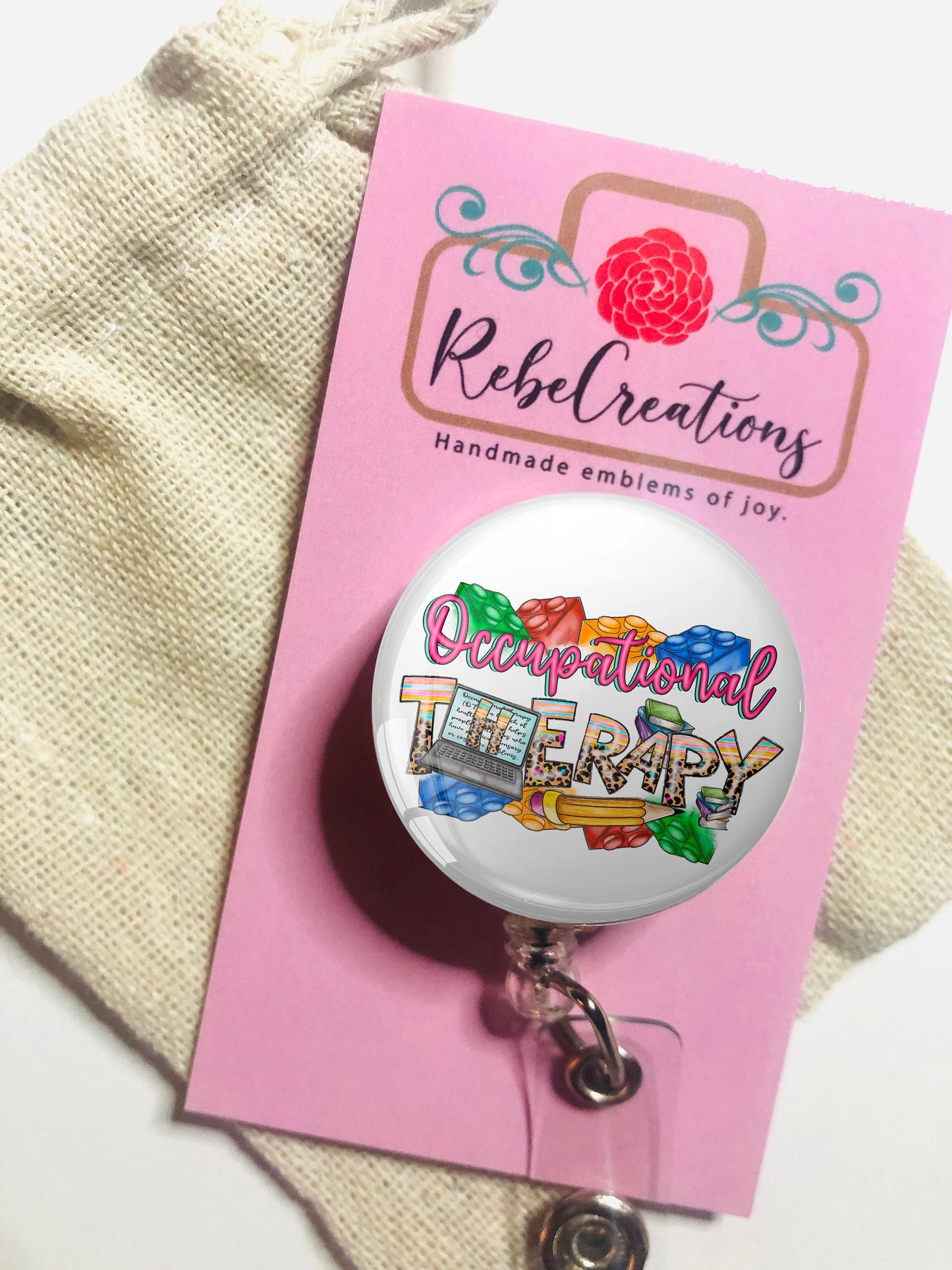 Occupational Therapy Badge Reel - ID Retractable badge, ID Badge Reel - Occupational Therapist - Occupational Therapy Assistant