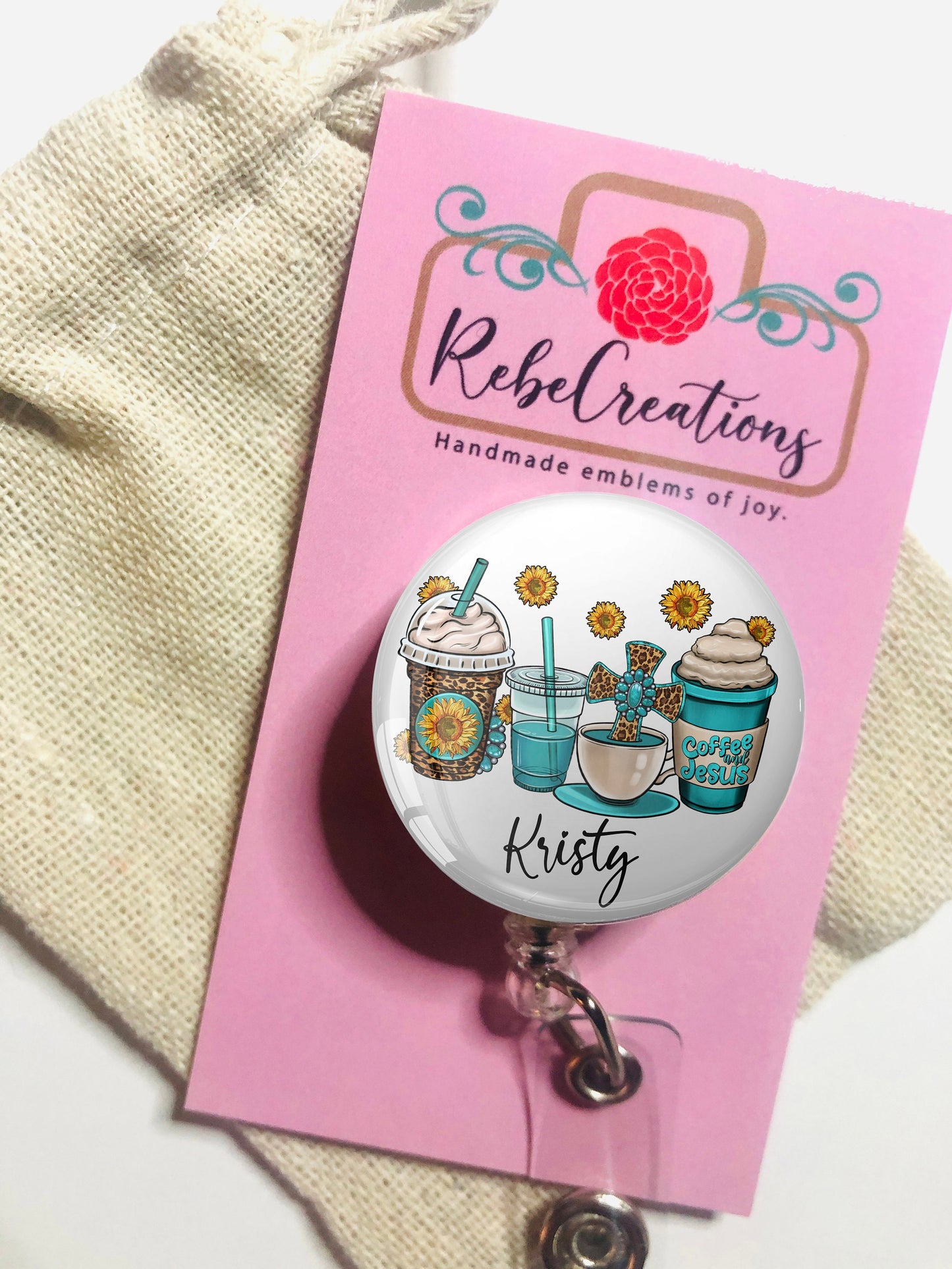 Personalized Christian Badge Reel - Personalized Jesus ID Badge Reel - ID Retractable badge, ID Badge Reel - Christian Gift