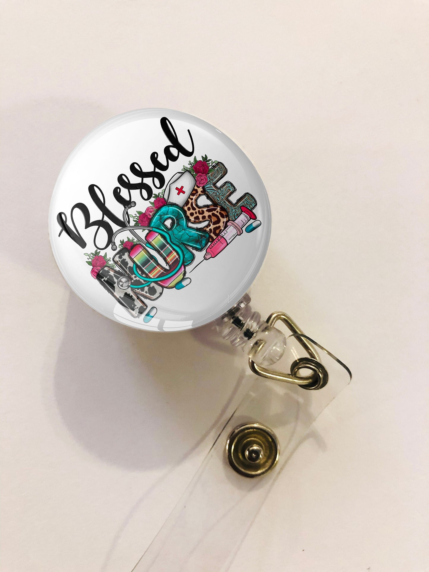 Blessed Nurse Badge Reel - Blessed Rn ID Badge Reel - ID Retractable badge, ID Badge Reel - Nurse Gift