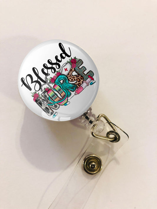 Blessed Nurse Badge Reel - Blessed Rn ID Badge Reel - ID Retractable badge, ID Badge Reel - Nurse Gift