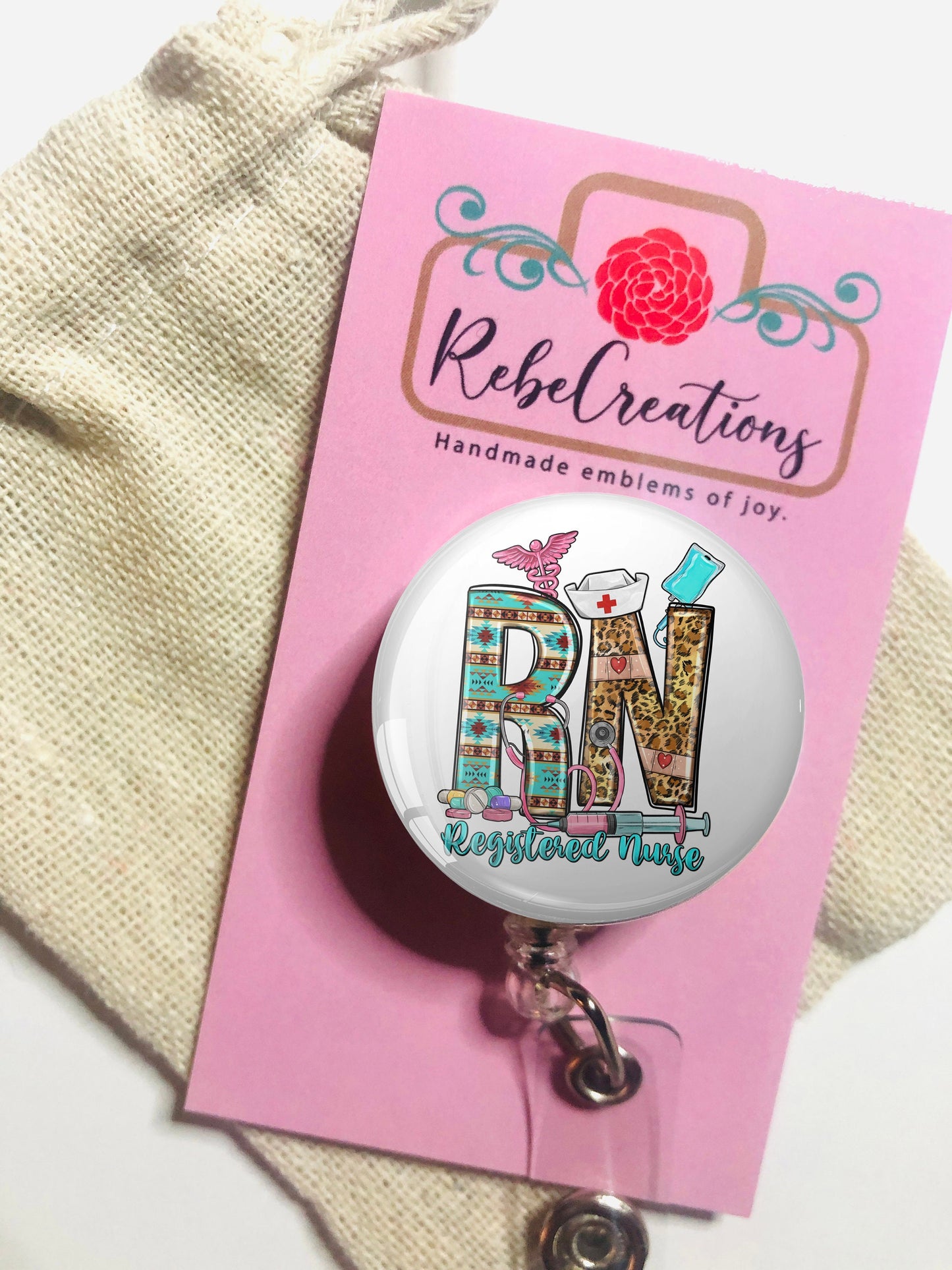 Registered Nurse Badge Reel - Rn ID Badge Reel - ID Retractable badge, ID Badge Reel - Rn Gift - Medical Gift - Nurse Gift