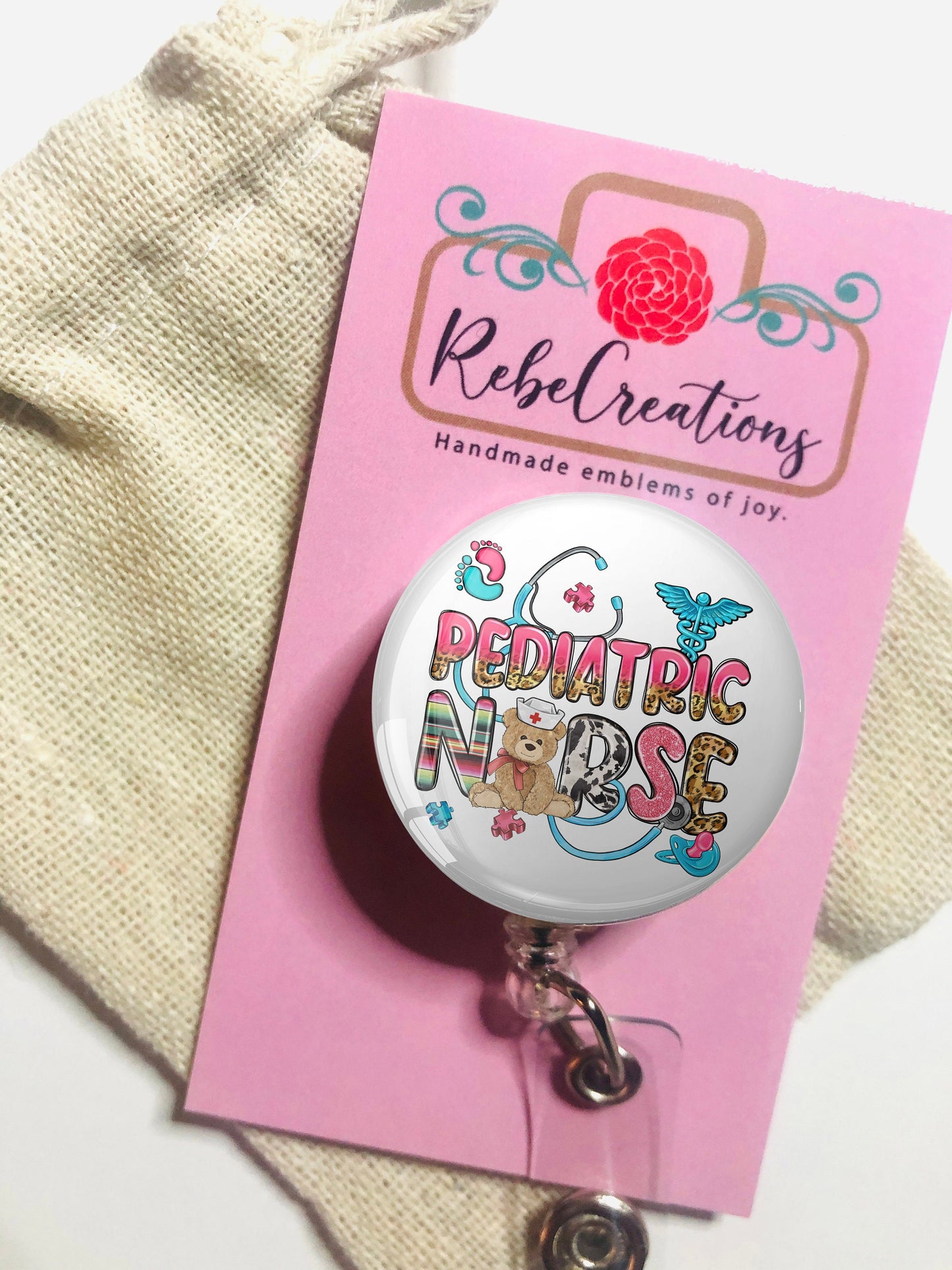 Peds Rn Badge Reel - Pediatrics Badge Reel - ID Retractable badge, ID Badge Reel - Pediatrics RN Gift - Peds Gift - Pediatrics