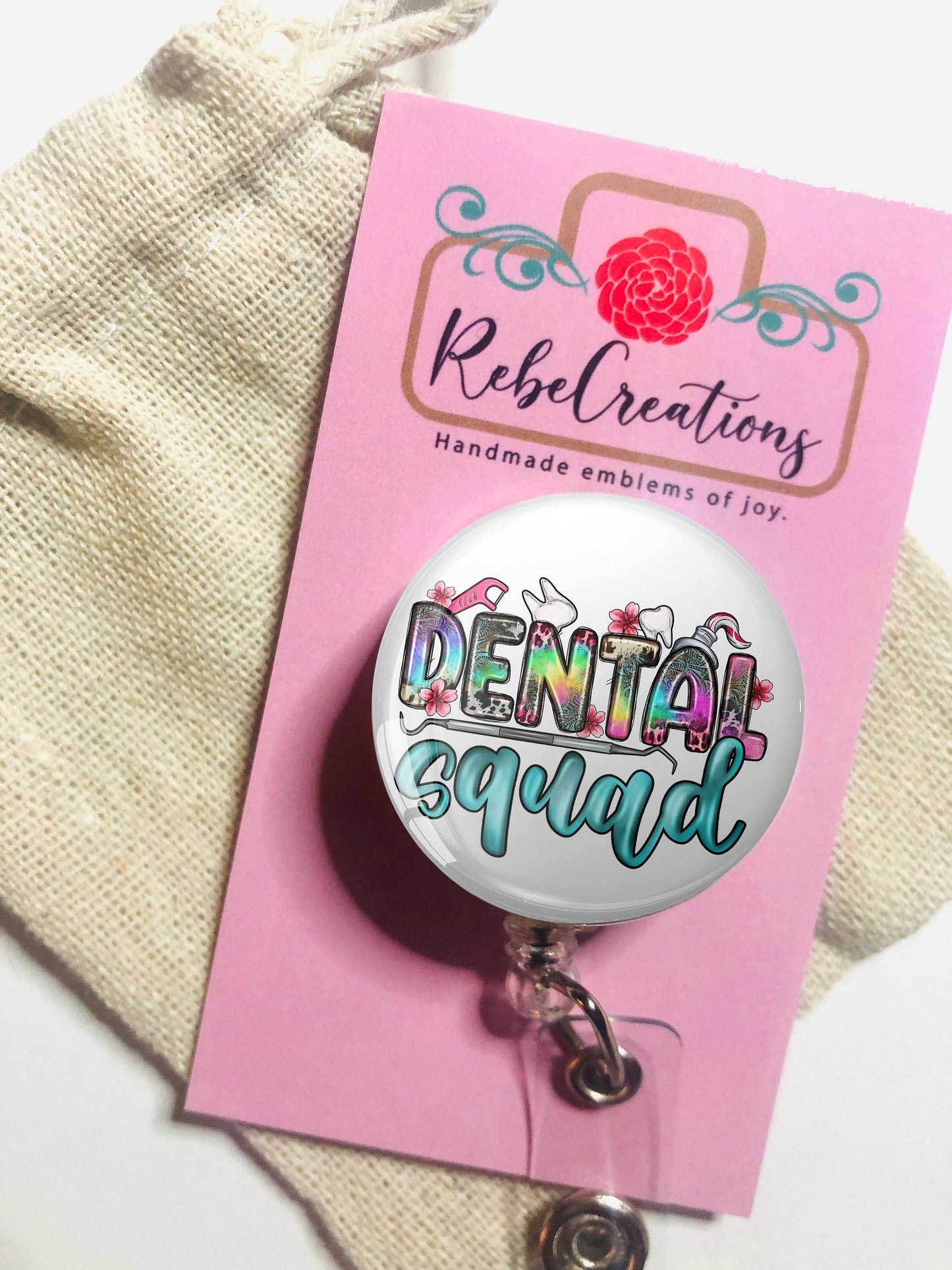 Dental Squad Badge Reel - Dental ID Badge Reel - ID Retractable badge, ID Badge Reel - Dental Assistant - Dentist Gift