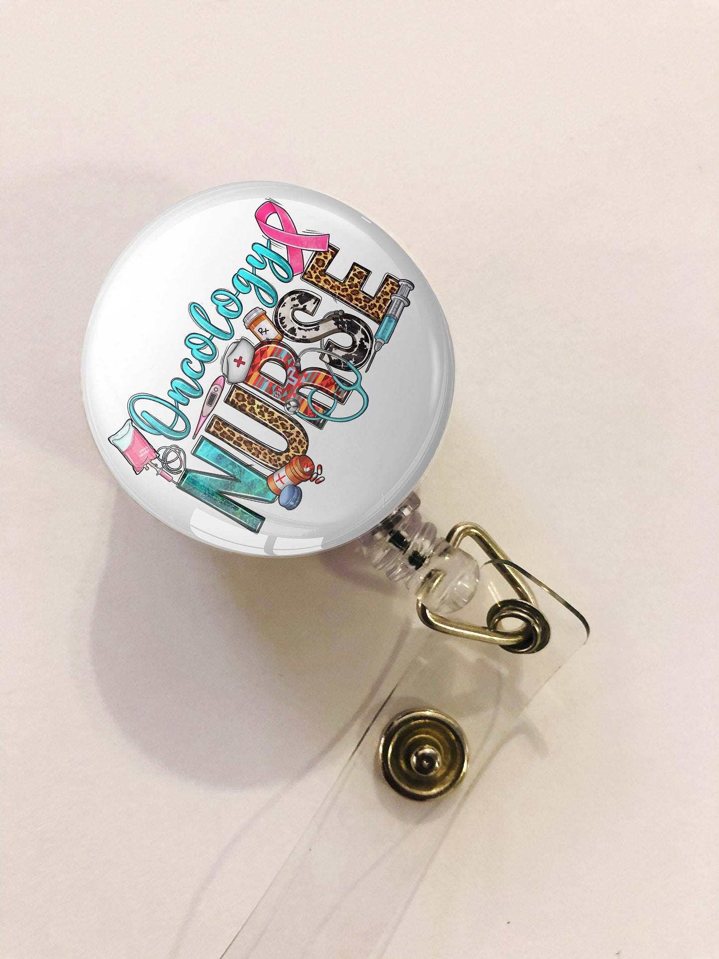 Oncology Nurse Badge Reel - Oncology Rn ID Badge Reel - ID Retractable badge, ID Badge Reel - Oncology Rn Gift - Oncology Nurse