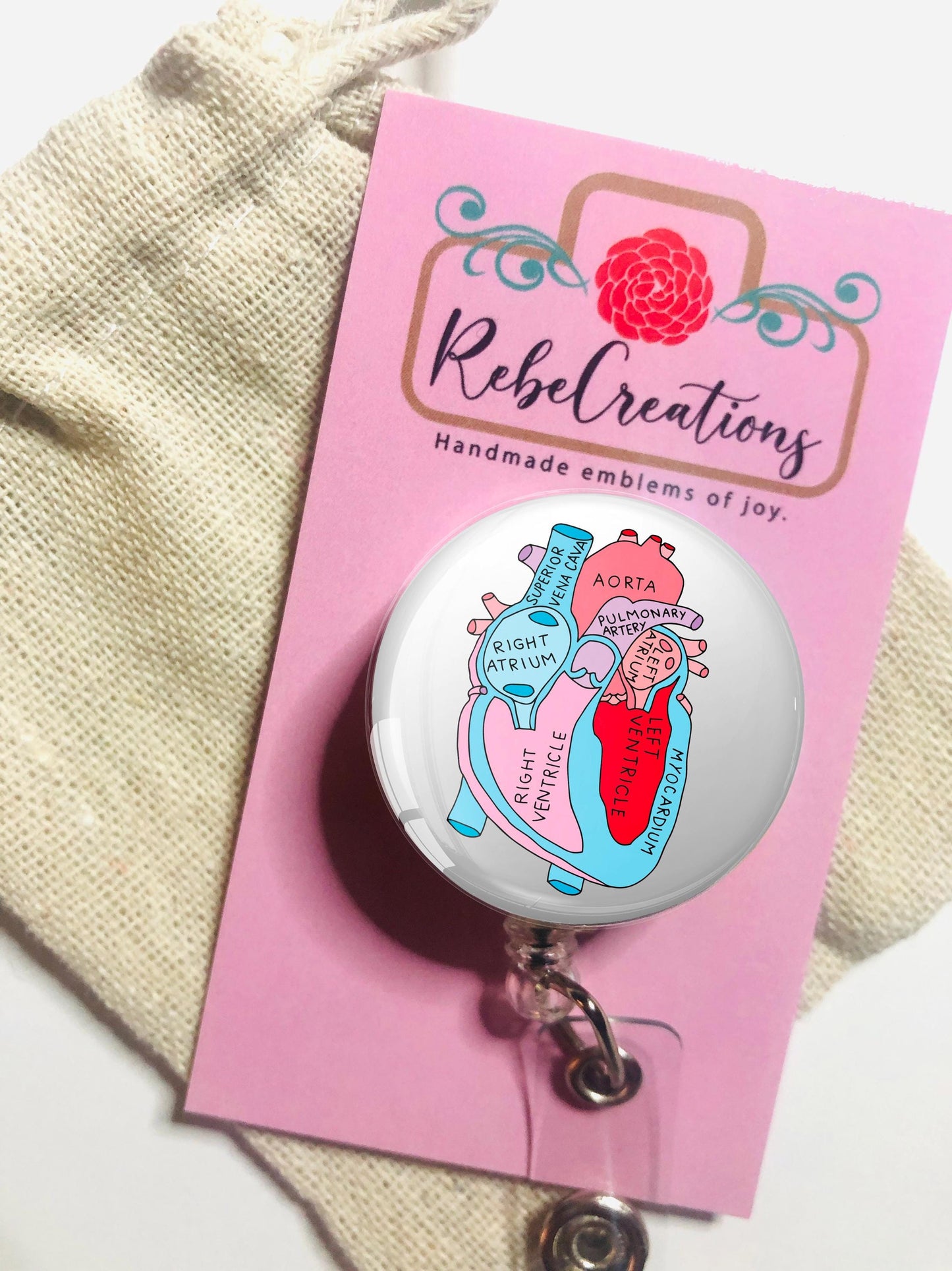 Heart Badge Reel - Nurse ID Badge Reel - Cardiac Nurse- Cardiology Rn - ID Retractable badge - ID Badge Reel - Cardiac Nurse Gift