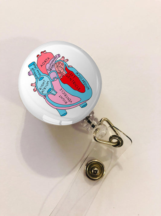 Heart Badge Reel - Nurse ID Badge Reel - Cardiac Nurse- Cardiology Rn - ID Retractable badge - ID Badge Reel - Cardiac Nurse Gift