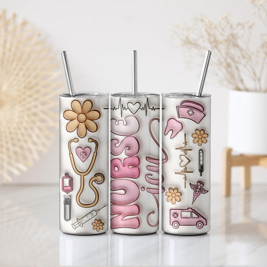 ICU Nurse Skinny Tumbler - ICU RN Skinny Tumbler -  20 oz Skinny Tumbler - 30 oz Skinny Tumbler - Nurse Gift
