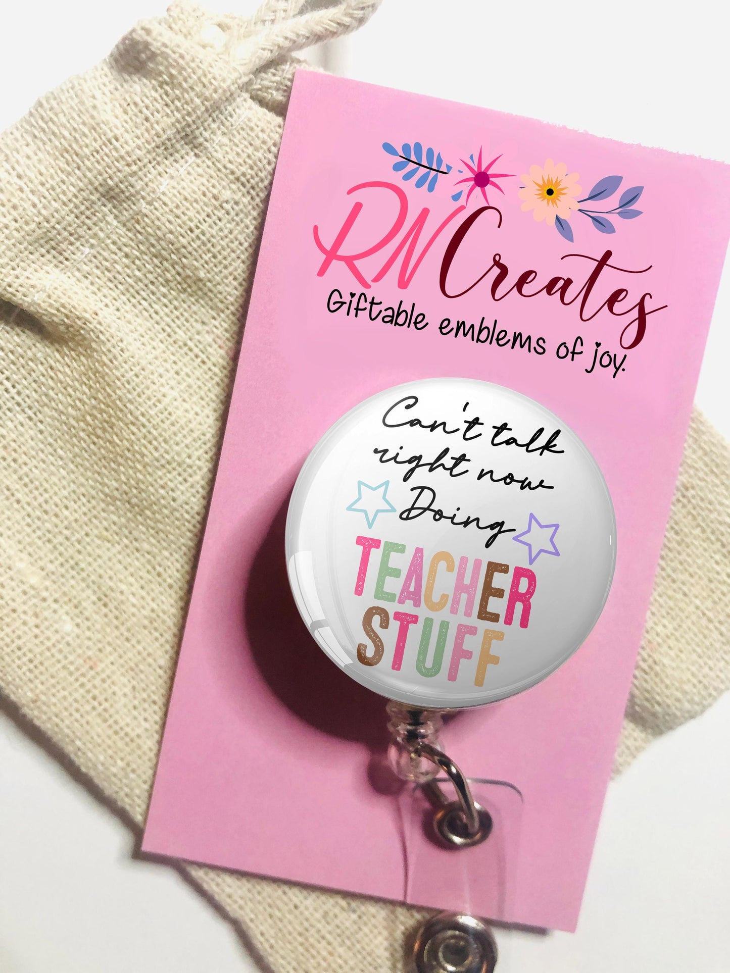 Can't Talk Right Now Doing Teacher Stuff Badge Reel - Teacher ID Retractable badge, ID Badge Reel - School Teacher Gift