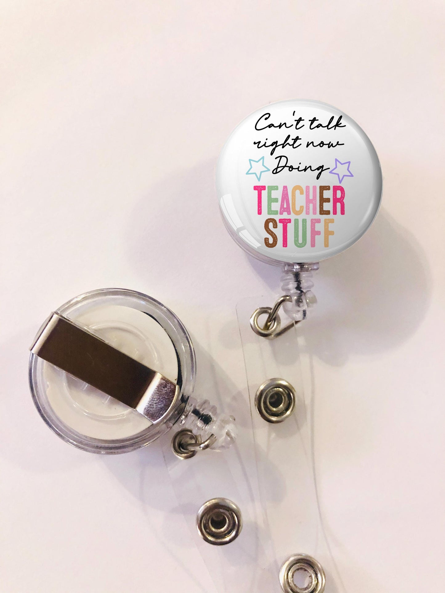 Can't Talk Right Now Doing Teacher Stuff Badge Reel - Teacher ID Retractable badge, ID Badge Reel - School Teacher Gift