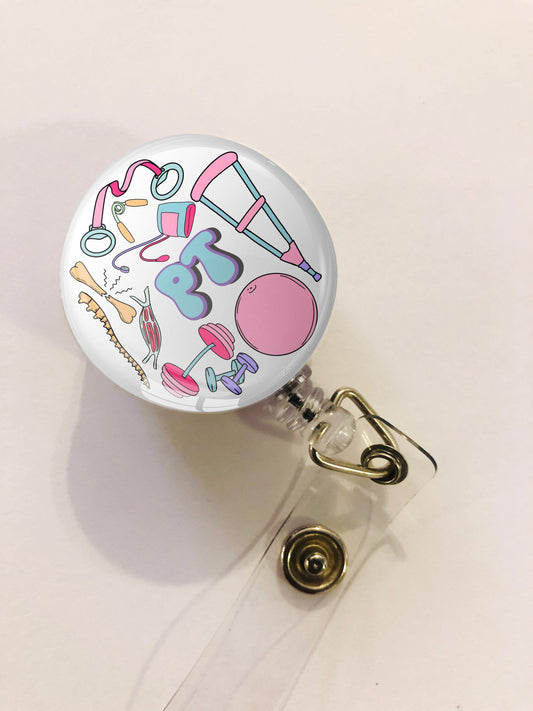Physical Therapist Badge Reel - PT Badge Reel - ID Retractable badge, ID Badge Reel - Pt Gift