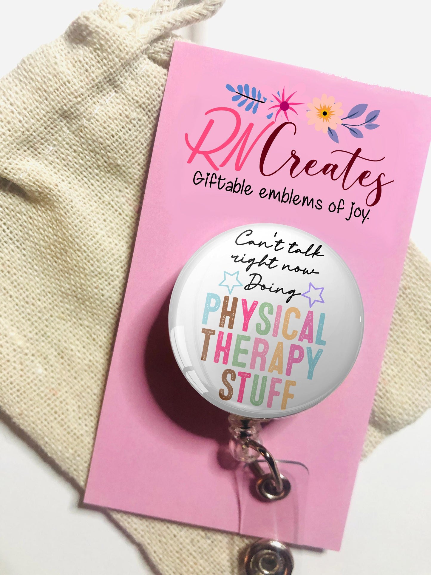 Can't Talk Right Now Doing Physical Therapist Stuff Badge Reel - PT Badge Reel - ID Retractable badge, ID Badge Reel - Pt Gift