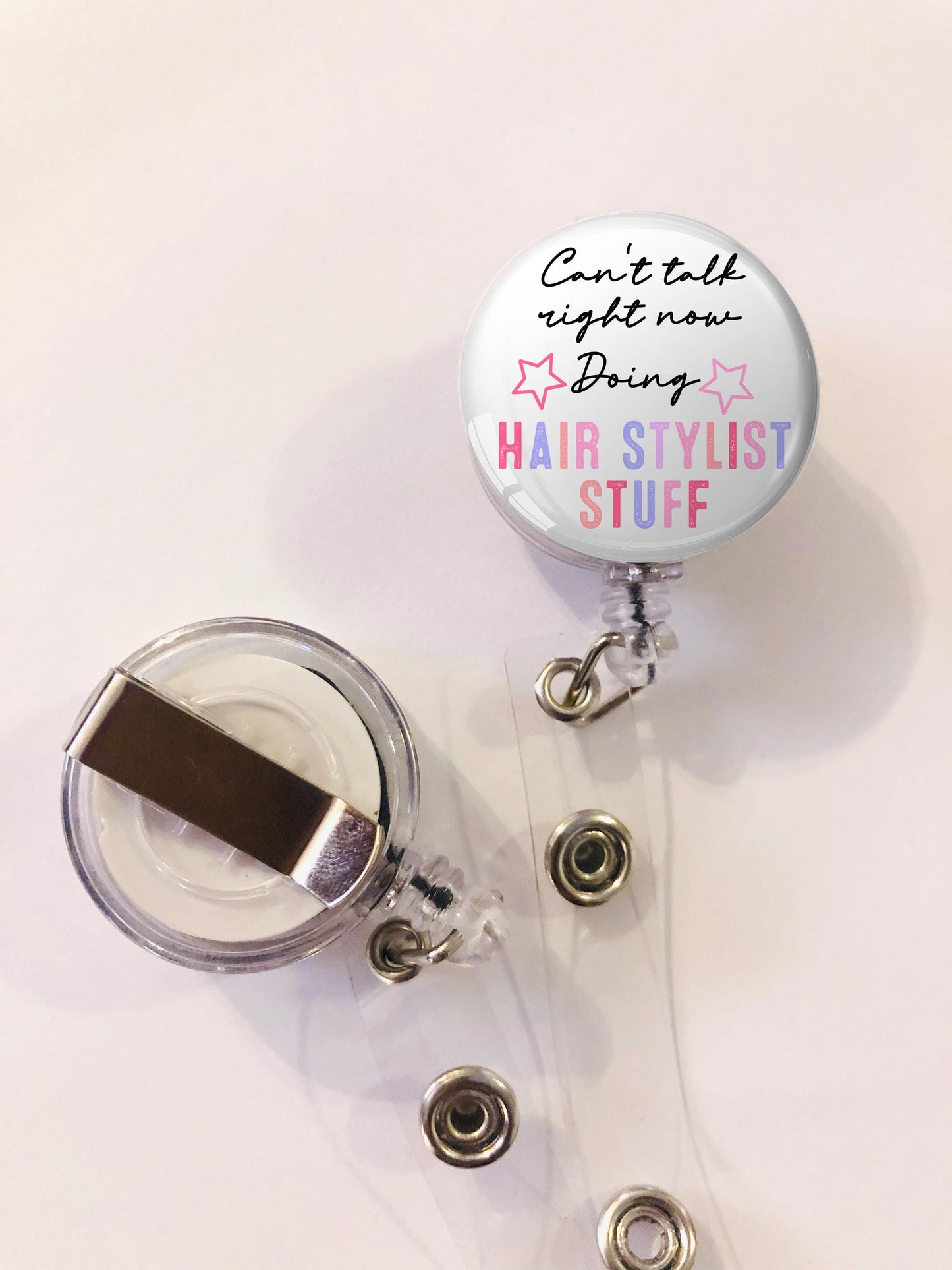 Can't Talk Right Now Doing Hair Stylist Stuff Badge Reel- Hair Stylist Badge Reel- ID Retractable badge, ID Badge Reel