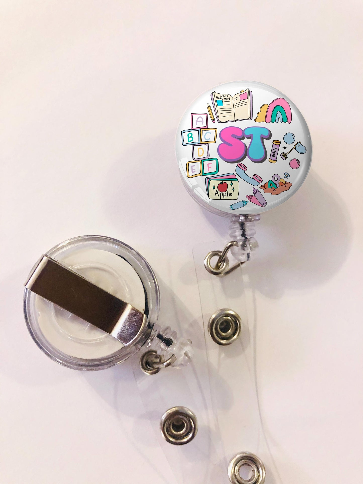 Speech Therapist Badge Reel - ST Badge Reel - ID Retractable badge, ID Badge Reel - St Gift