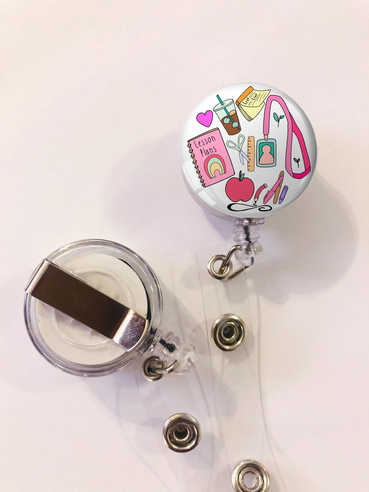 Teacher Badge Reel - School Teacher ID Badge Reel - ID Retractable badge, ID Badge Reel - School Teacher Gift - Teacher's Appreciation Gift