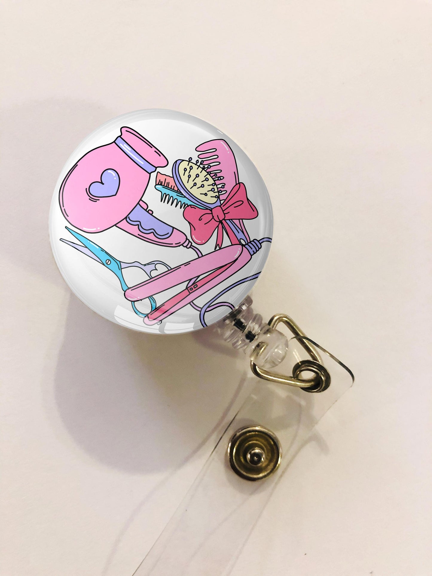 Hair Stylist Badge Reel- ID Retractable badge, ID Badge Reel, Hair Stylist Gift